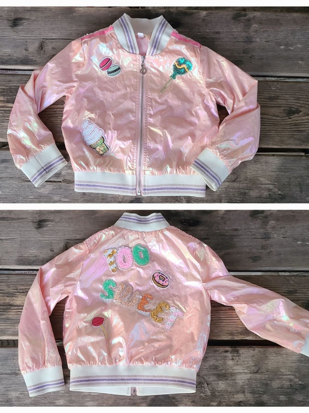 BABY SARA SZ 3T VGUC PINK SHINEY IRRADESENT SWEET candy theme bling jacket lined